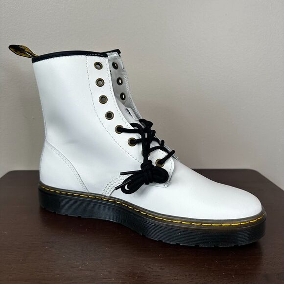 NEW Dr Martens Boots White Zavala Combat Lace Up Leather Womens 11 Mens 10 - Picture 1 of 8